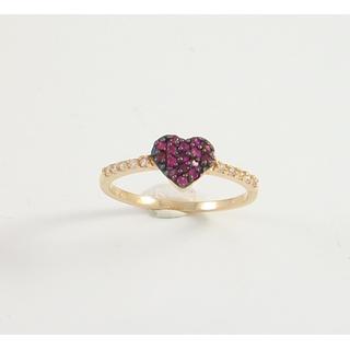 Gold 14k ring Heart with Zircon ΔΑ 001951Ρ  Weight:1.85gr