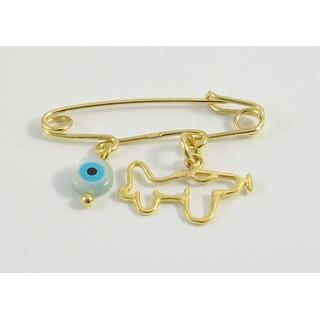 Gold 14k baby pin for newborns ΠΑ 000088