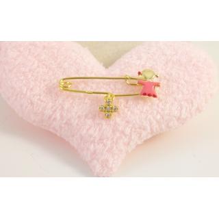 Gold 14k baby pin for newborns ΠΑ 000091