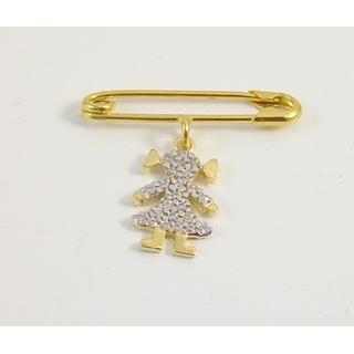 Gold 14k baby pin for newborns  ΠΑ 000092