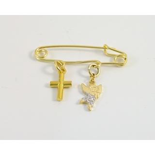 Gold 14k baby pin for newborns ΠΑ 000093