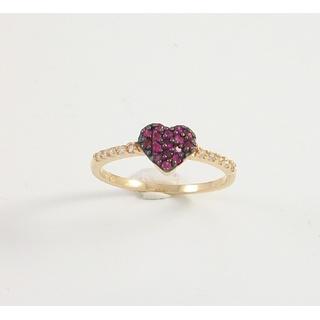 Gold 14k ring Heart with Zircon ΔΑ 001951Κ  Weight:1.86gr