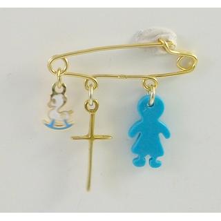 Gold 14k baby pin for newborns ΠΑ 000094