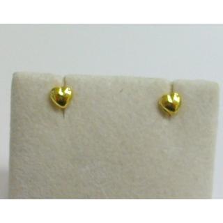 Χρυσά σκουλαρίκια Κ14 χωρίς πέτρες καρδούλες μικρές Παιδικά ΣΙ 000016  Βάρος:0.70gr
