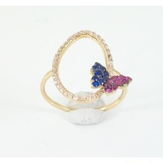 Gold 14k ring with Zircon ΔΑ 001969Α  Weight:2.06gr