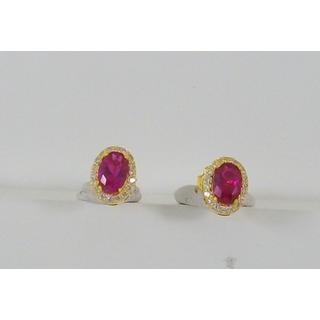 Gold 14k earrings with semi precious stones and Zircon ΣΚ 001160Κ  Weight:1.81gr
