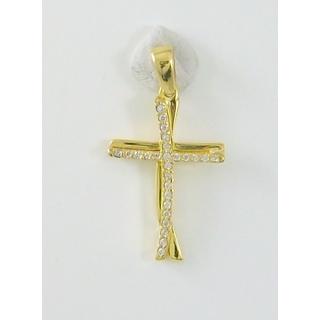 Gold 14k cross with Zircon  ΣΤ 000311Κ Weight:3.12gr