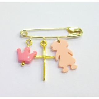 Gold 14k baby pin for newborns ΠΑ 000098