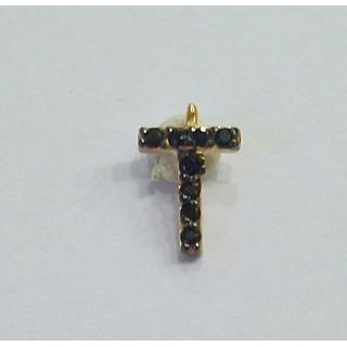 Χρυσό μενταγιόν Κ14 με πέτρες ζιργκόν Μοντέρνα-Διάφορα ΜΕ 000803Ρ  Βάρος:0.25gr