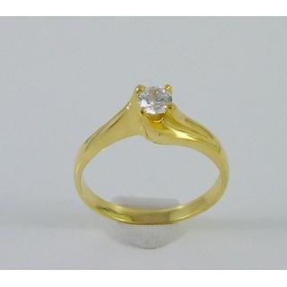 Χρυσό δαχτυλίδι Κ14 με πέτρες ζιργκόν Μονόπετρα-Κοσμήματα Γάμου ΔΑ 001485Κ  Βάρος:2.89gr