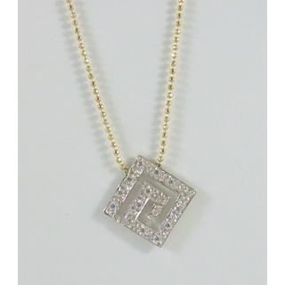 Gold 14k necklace greek key with Zircon ΚΟ 000648  Weight:2.69gr
