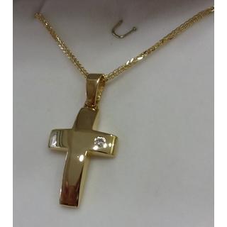 Gold 14k cross with gemstones  ΣΤ 000245Κ-BR Weight:4.5gr
