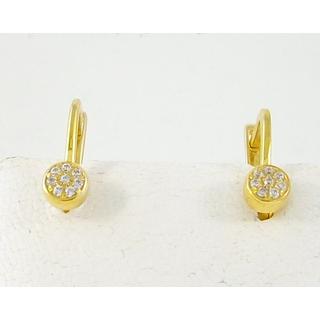 Χρυσά σκουλαρίκια Κ14 με ζιργκόν Μοντέρνα-Διάφορα ΣΚ 001168Κ  Βάρος:2.77gr