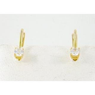 Χρυσά σκουλαρίκια Κ14 με ζιργκόν Μοντέρνα-Διάφορα ΣΚ 001169Κ  Βάρος:2.45gr