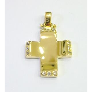 Gold 14k cross with Zircon  ΣΤ 000168Κ Weight:6.3gr