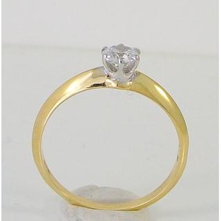 Χρυσό δαχτυλίδι Κ14 με πέτρες ζιργκόν Μονόπετρα-Κοσμήματα Γάμου ΔΑ 001994  Βάρος:1.68gr