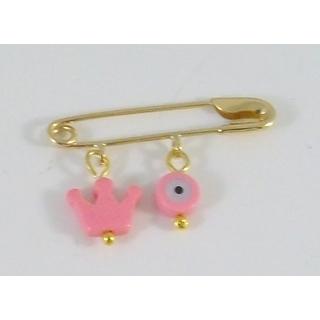 Gold 14k baby pin for newborns ΠΑ 000101