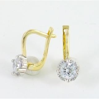 Χρυσά σκουλαρίκια Κ14 με ζιργκόν Μονόπετρα-Κοσμήματα Γάμου ΣΚ 001171Κ  Βάρος:3.45gr