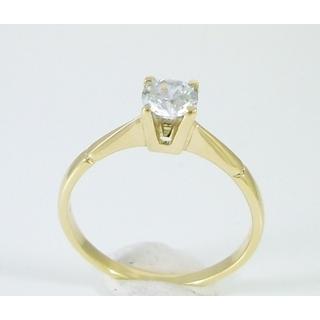 Χρυσό δαχτυλίδι Κ14 με πέτρες ζιργκόν Μονόπετρα-Κοσμήματα Γάμου ΔΑ 001956Κ  Βάρος:2.08gr