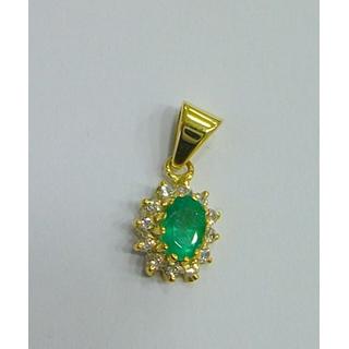 Gold 14k pendants with semi precious stones and Zircon ΜΕ 000817  Weight:1.18gr