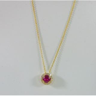 Gold 14k necklace Solitaire with Zircon ΚΟ 000665Κκ  Weight:1.43gr