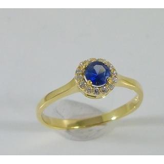 Χρυσό δαχτυλίδι Κ14 με πέτρες ζιργκόν Μονόπετρα-Κοσμήματα Γάμου ΔΑ 002012Κμ  Βάρος:2.33gr