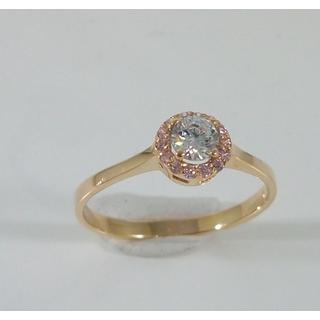 Χρυσό δαχτυλίδι Κ14 με πέτρες ζιργκόν Μονόπετρα-Κοσμήματα Γάμου ΔΑ 002012Ρ  Βάρος:2.15gr