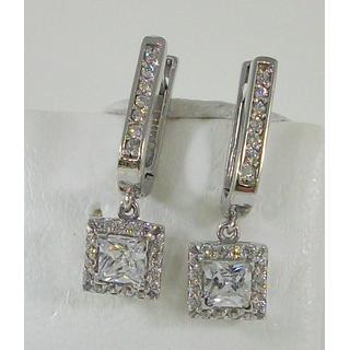 White Gold 14k earrings Solitaire with Zircon ΣΚ 001177Λ  Weight:3.36gr