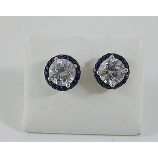 White Gold 14k earrings Solitaire with Zircon ΣΚ 001174Λμ  Weight:2.74gr