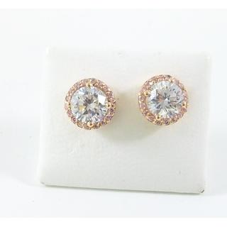 Pink Gold 14k earrings Solitaire with Zircon ΣΚ 001174Ρ  Weight:2.75gr