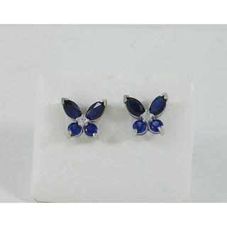 White Gold 14k earrings Butterfly with Zircon  ΣΚ 001192Λ  Weight:1.56gr
