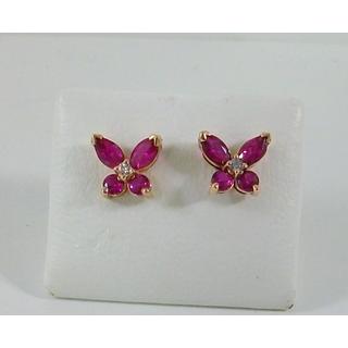 Pink Gold 14k earrings Butterfly with Zircon ΣΚ 001192Ρ  Weight:1.59gr