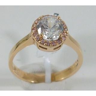 Χρυσό δαχτυλίδι Κ14 με πέτρες ζιργκόν Μονόπετρα-Κοσμήματα Γάμου ΔΑ 002011Ρ  Βάρος:2.92gr