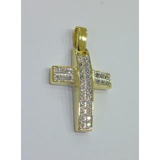 Χρυσοί σταυροί Κ14 με ζιργκόν  ΣΤ 000329  Βάρος:3.36gr