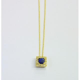 Gold 14k necklace Solitaire with Zircon ΚΟ 000666Κμ  Weight:1.73gr