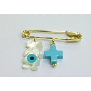 Gold 14k baby pin for newborns  ΠΑ 000103