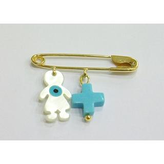 Gold 14k baby pin for newborns  ΠΑ 000104