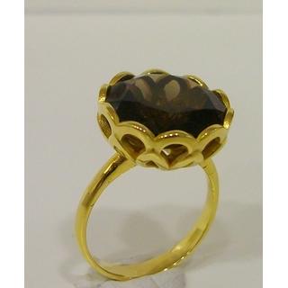 Χρυσό δαχτυλίδι Κ14 με ημιπολύτιμες πέτρες  δα καπνια   Βάρος:4.9gr