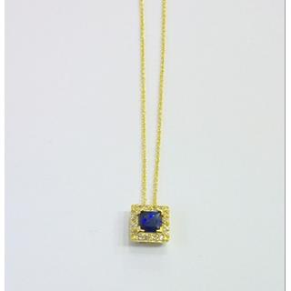 Gold 14k necklace Solitaire with Zircon ΚΟ 000666Κπ  Weight:1.73gr