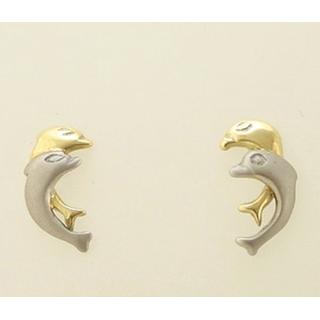 Gold 14k earrings Dolphin ΣΚ 000411α  Weight:0.95gr