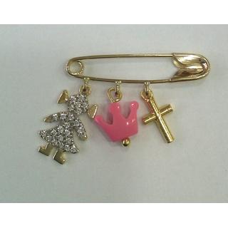 Gold 14k baby pin for newborns  ΠΑ 000106