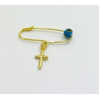 Gold 14k baby pin for newborns ΠΑ 000075