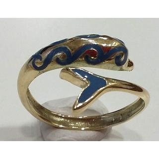 Χρυσό δαχτυλίδι Κ14 χωρίς πέτρες Δελφίνια,Φίδια,Λιοντάρια,κριάρ ΔΑ 002031  Βάρος:3.4gr