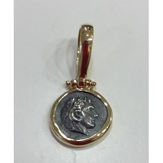 Gold 14k pendants Owl with silver coin ΜΕ 000830  Weight:1.1gr