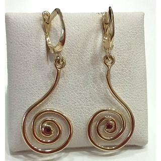 Gold 14k earrings Spiral with Gemstones ΣΚ 001202  Weight:3.17gr