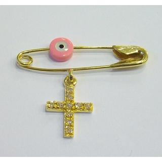 Gold 14k baby pin for newborns ΠΑ 000100