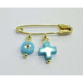 Gold 14k baby pin for newborns ΠΑ 000109