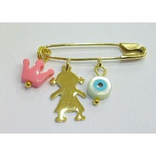 Gold 14k baby pin for newborns  ΠΑ 000113