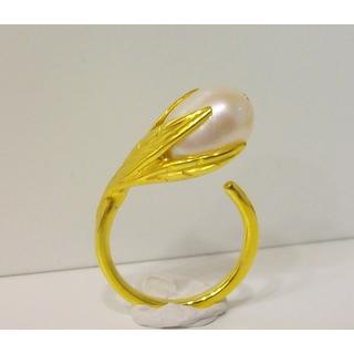 Χρυσό δαχτυλίδι Κ14 με μαργαριτάρια  258Δ1X  Βάρος:4.52gr