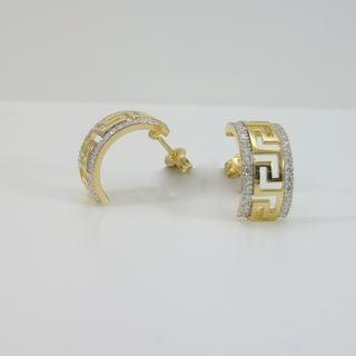 Χρυσά σκουλαρίκια Κ14 με ζιργκόν Γκρέκα ΣΚ 001231  Βάρος:2.56gr
